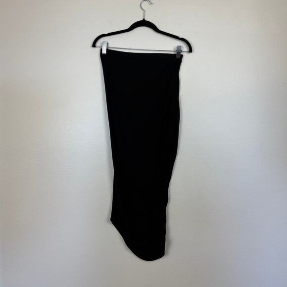 Zero + Maria Cornejo Black Jersey Ruched Lui Stretch Skirt Small - Picture 2 of 6